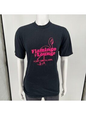 Vintage 1990s Black Single Stitch "Flamingo Lounge Fort Smith, ARK." T-Shirt (L)